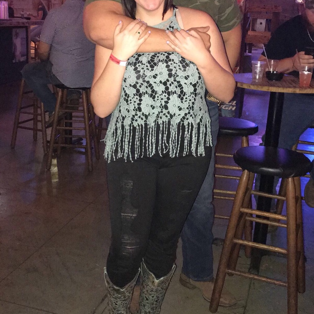 MARK DOWN - Blue Lace Halter Tank-top $9! - Picture 2 of 3